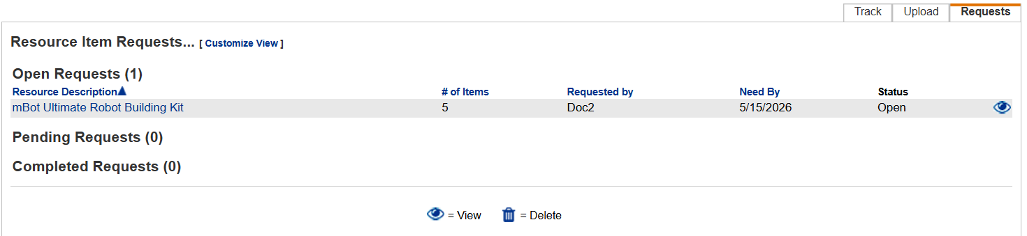 Open Requests at District that need approving.